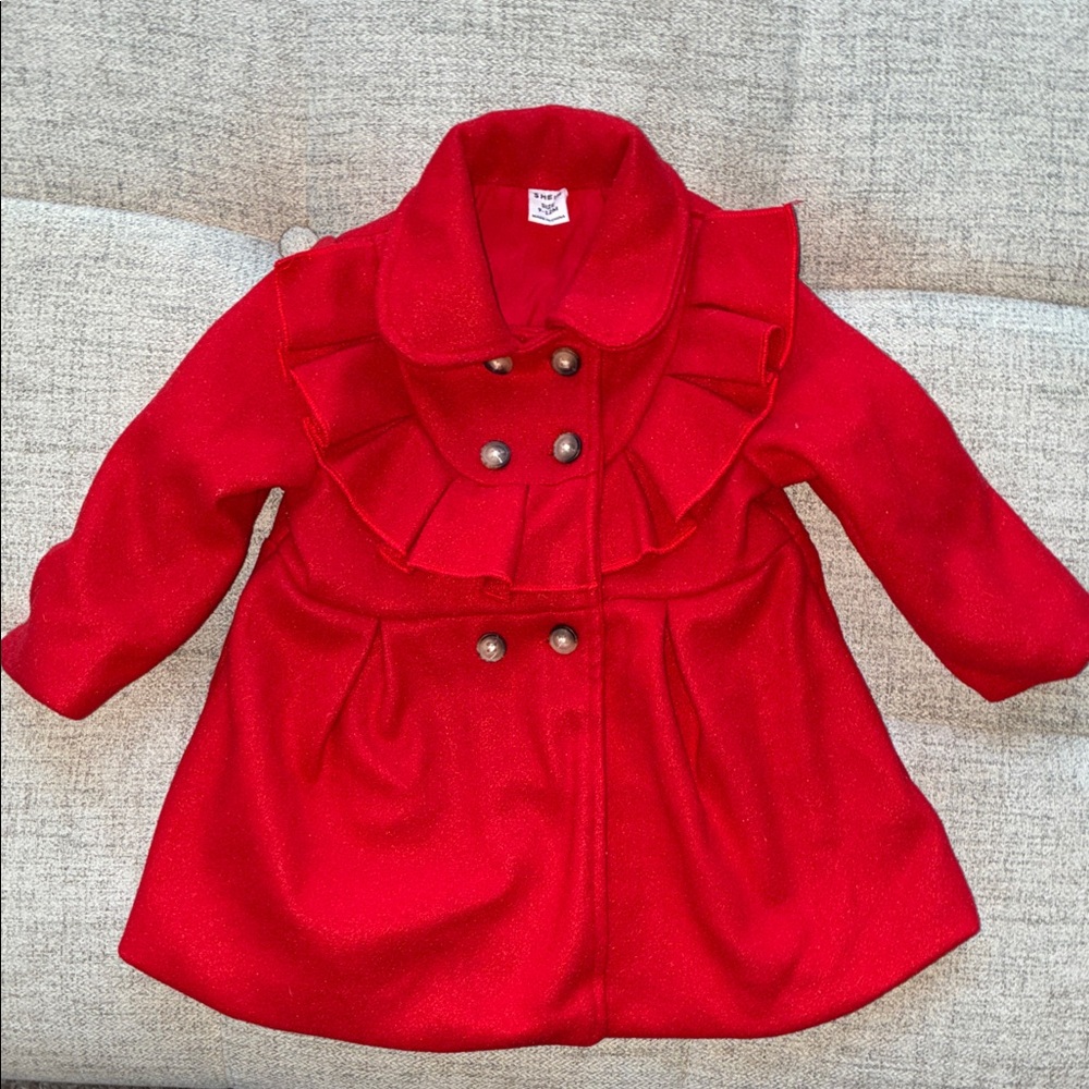 SHEIN Kids Red Pea Coat